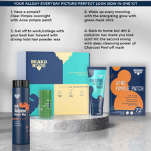 Load image into Gallery viewer, Fabfour kit (Green Mask Stick, Peel Off Mask, Acne Pimple Patch, Hair Volume Powder Wax), Gift Box