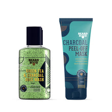 Load image into Gallery viewer, Green Tea Face Wash &amp; Charcoal Peel Off Mask Combo