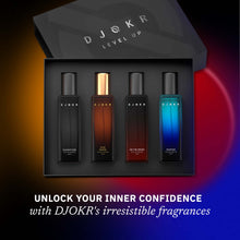Load image into Gallery viewer, DJOKR Level Up Perfume Gift Set Pack of 4 | Signature, On The Rocks, Oud Wood, Marine (4x20 ml)