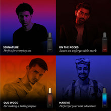 Load image into Gallery viewer, DJOKR Level Up Perfume Gift Set Pack of 4 | Signature, On The Rocks, Oud Wood, Marine (4x20 ml)
