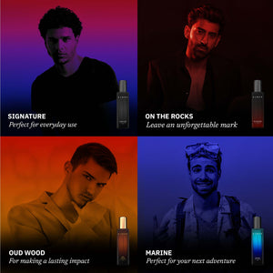 DJOKR Level Up Perfume Gift Set Pack of 4 | Signature, On The Rocks, Oud Wood, Marine (4x20 ml)