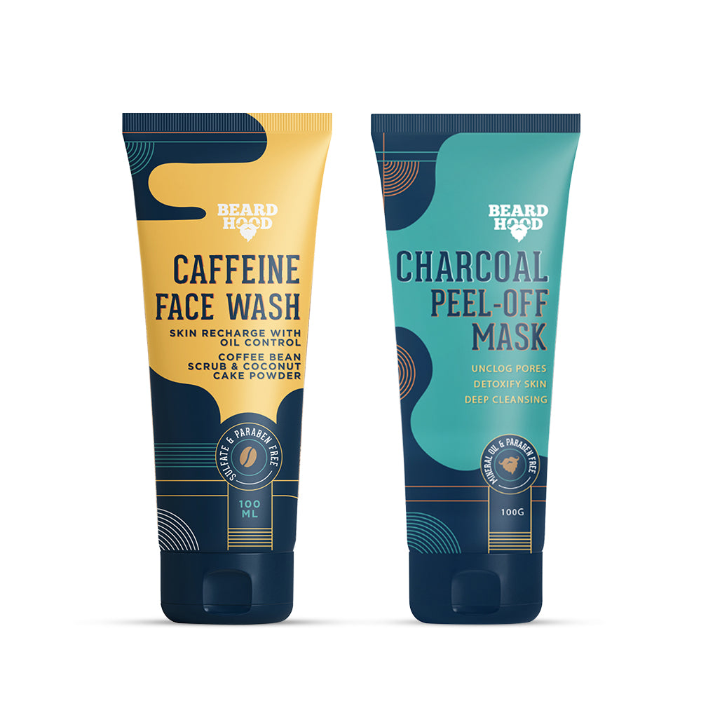 Caffeine Face Wash and Charcoal Peel Off Face Mask Combo