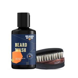 Natural Bristles Beard Brush & Beard Wash Combo