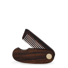 Load image into Gallery viewer, Pocket Folding Wooden Beard Comb with Premium Leather Case