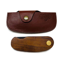 Load image into Gallery viewer, Pocket Folding Wooden Beard Comb with Premium Leather Case