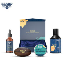 Load image into Gallery viewer, Beard Grooming Kit (Earthy Tones Beard Oil, Beard Wash, Beard Brush, Beard &amp; Moustache Wax), Gift Box