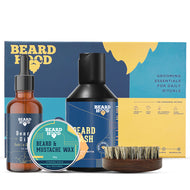Beard Grooming Kit (Subtle Citrus Beard Oil, Beard Wash, Beard Brush, Beard and Moustache Wax), Gift Box