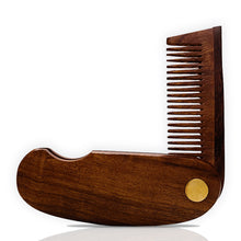 Load image into Gallery viewer, Pocket Folding Wooden Beard Comb with Premium Leather Case